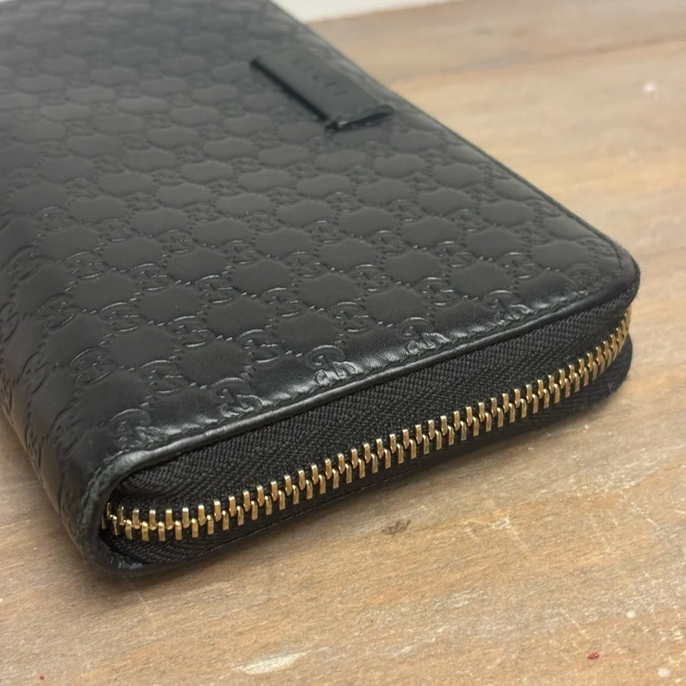 Authentic Gucci Microguccissima Black Leather Zipper Wallet - Picture 7 of 14